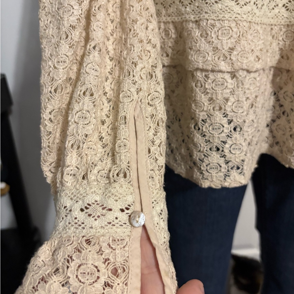 Listicle Cream Lace Ruffle Blouse - Picture 9 of 15